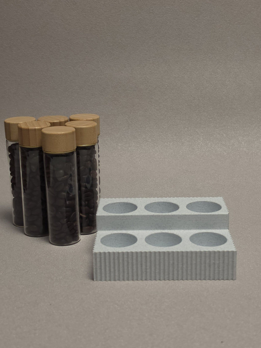 6-Pack set Glass test tube Bamboo wood cover Marble pattern storage base