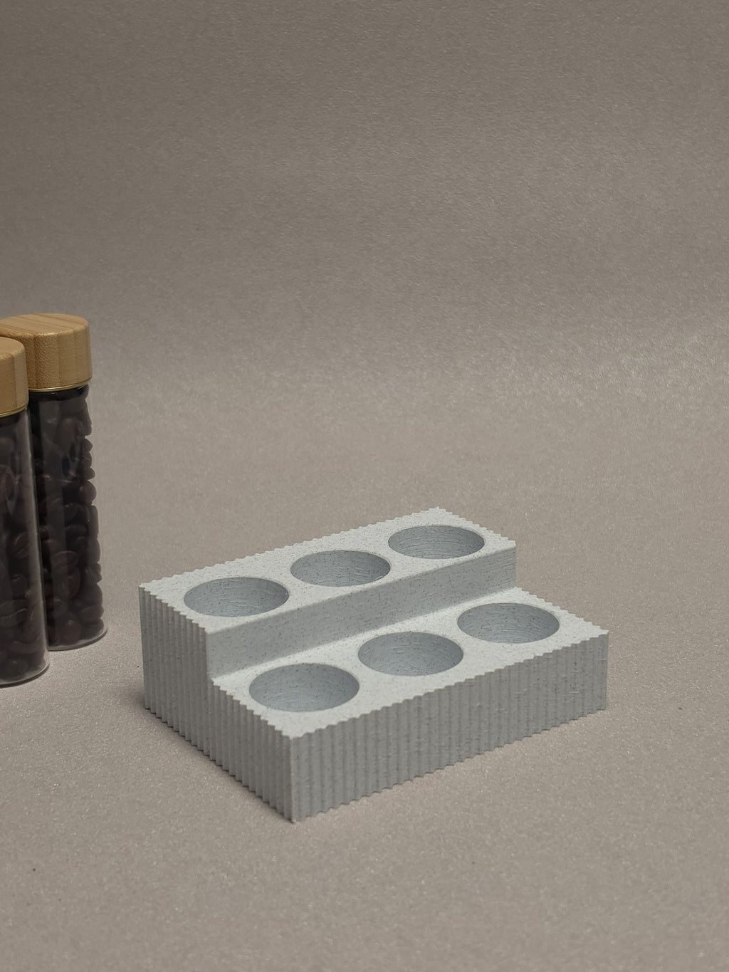 6-Pack set Glass test tube Bamboo wood cover Marble pattern storage base