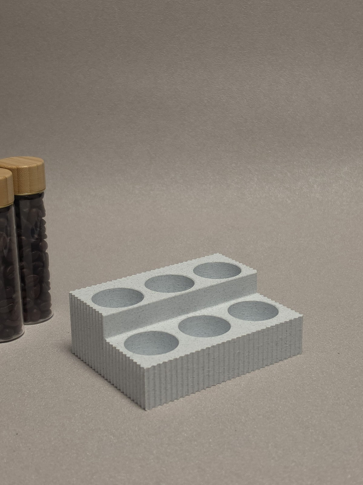 6-Pack set Glass test tube Bamboo wood cover Marble pattern storage base