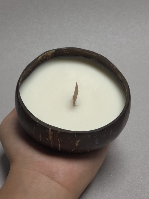 Coconut Shell Soy Wax Candle Wooden Wick Natural Home Decor
