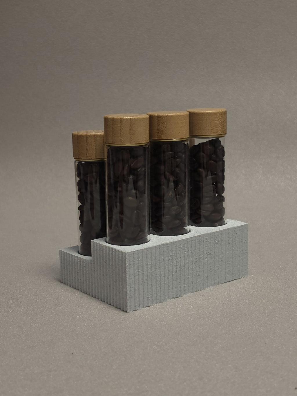 6-Pack set Glass test tube Bamboo wood cover Marble pattern storage base