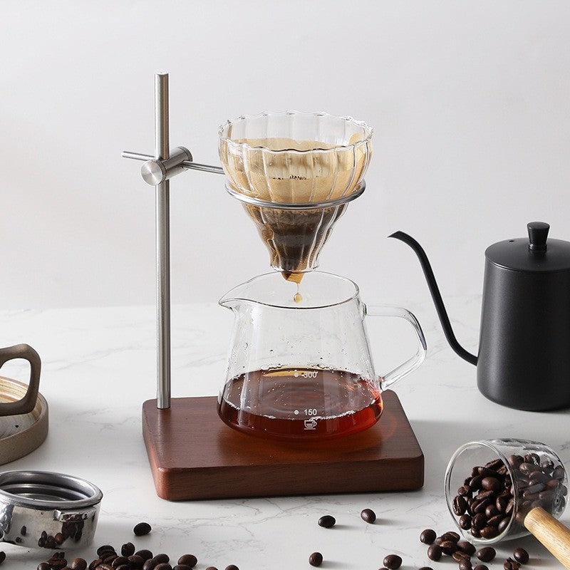 Wood Pour Over Coffee Dripper Stand Stainless Steel V60 Holder